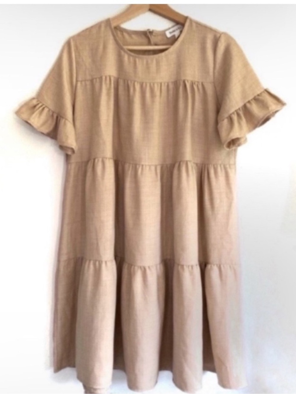 Hailey & Co. Tiered A Line Dress with Ruffled Sleeves Apricot color Cottagecore